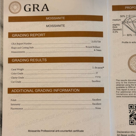 Moissanite Brilliant Round 6.5mm 1.0ct Weight 925 Sterling Silver Necklace GRA - Picture 9 of 16